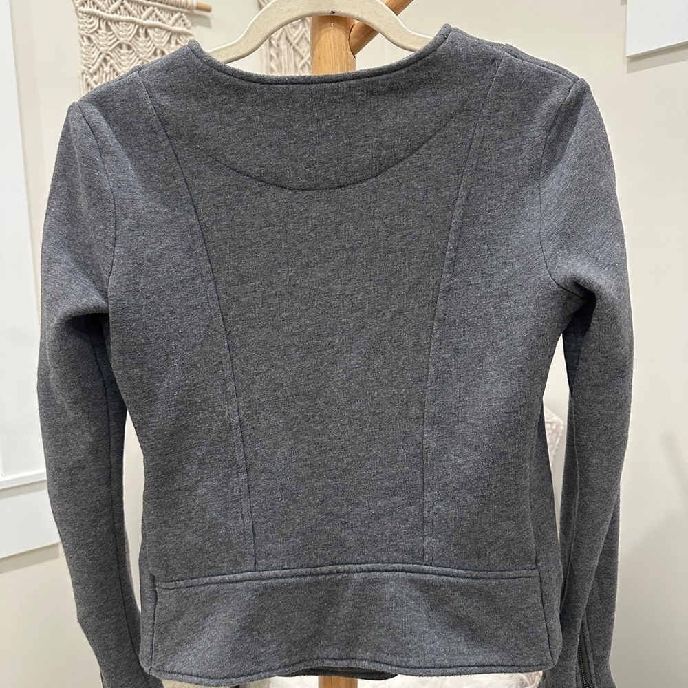 Athleta Gray Moto Zip Jacket Size Small Cropped Fitted - Picture 5 of 5